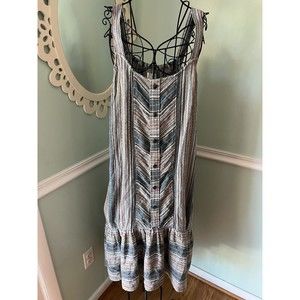 Nordstrom Caslon Women’s Striped Sleeveless Cotton‎ Dress Boho Small Batik